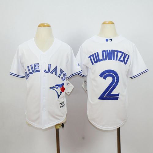 Blue Jays #2 Troy Tulowitzki White Cool Base Stitched Youth MLB Jersey - Click Image to Close